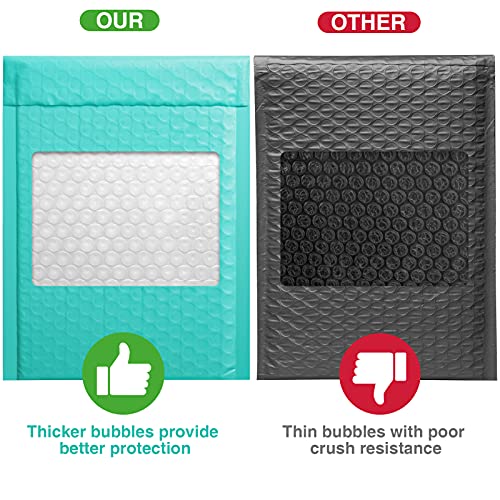 Image of Metronic Bubble Mailers 6x10 Inch 50 Pack Teal Padded Envelopes Waterproof | Usable Size 6x9 inch Tear Resistant Bubble Envelopes Self Seal Adhesive padded Mailers for Shipping Jewelry, Small Items