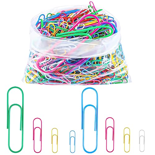 100 farbige Büroklammern Metall 50 mm, große Clips für Büro | Bunte Metall Büroklammern Set mit 100 farbige Büroklammern Metall 50 mm, große Clips für Büro | Bunte Metall Büroklammern Set mit