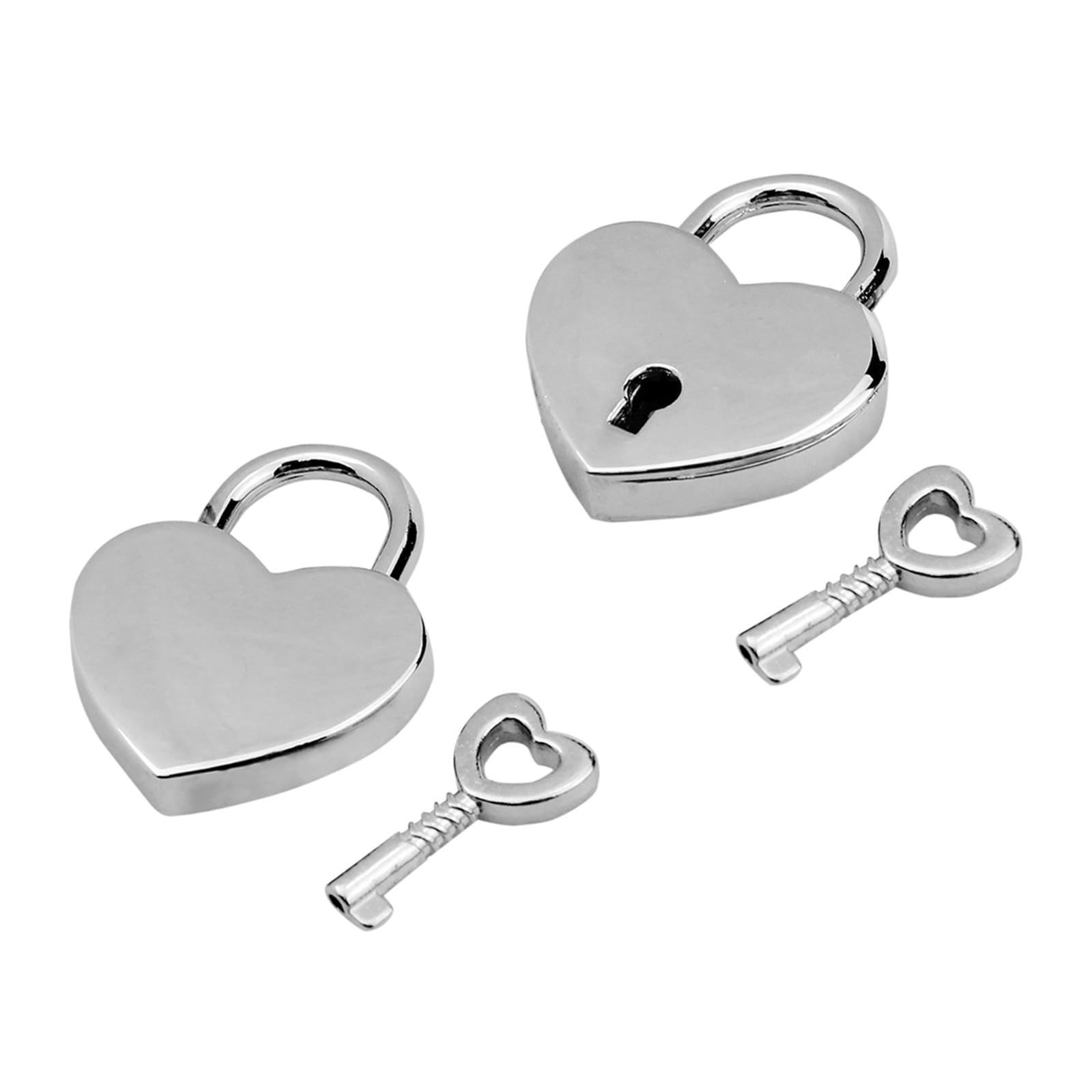 PVUVTNAHW 10Pcs 4.6CM Heart Shape Alloy Lock With Key Mini Padlock Bag Suitcase Luggage Storage Diary Book(Silver)
