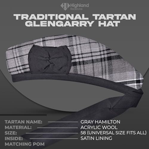 Image of Glengarry Cap-Traditional Scottish Hat, Acrylic Wool Tartan Glengarry hat, Kilts /Bagpipes Accessories