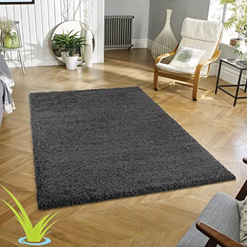 Wadan 160x230cm Dark Grey Shaggy Rugs Living Room |5mm Thick Pile | Extra Large Small Medium | Rectangular Size | Soft Touch | Living Room Area Rugs | Non Shedding