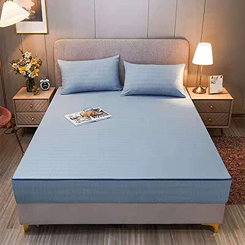 Protector de colchón de algodón con cremallera, funda de sábana bajera ajustable de color sólido para camas individuales, dobles y queen (150 x 180 x 200 cm), impermeable, transpirable, antiácaros