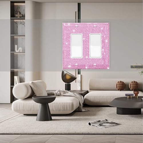 Image of Shiny Pink Rhinestones Wall Plates Double Gang Toggle Light Switch Plate Decorative Light Switch Cover Rhinestones Outlet Covers Wall Plate Decorative