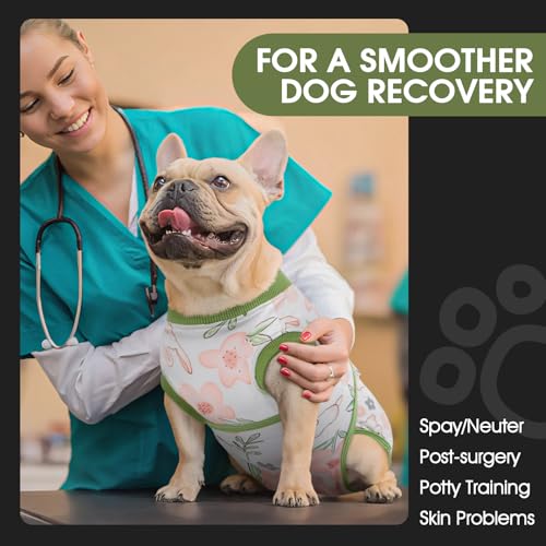 Image of FUAMEY Dog Recovery Suit Male,Dogs Surgery Neuter Suits Puppy Spay Shirts for Female Protect Dog's Skin Anti Licking Abdominal Wounds Doggie Onesie Pet Bodysuit Alternative to Cone Rabbit Flower S
