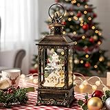 Christmas Village Snow Globe Lighted Snowy Mountain Village Scene, Musical Snow Water Lantern Swirling Glittering Home Decoration and Gift, Battery Operated or USB Powered