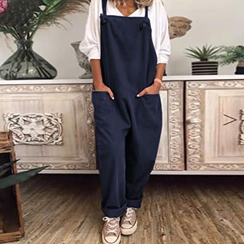 Salopette da donna Salopette larga con cinturino Salopette Harem Pantaloni Salopette da donna alla moda Salopette casual Plus Size, salopette da donna tute pantaloni da donna pantaloni di lino con tasche salopette salopette da donna larghi pantaloni larghi senza maniche salopette da donna in cotone.
