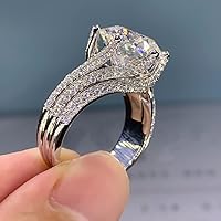 Htayekog 5 Carat Moissanite Solitaire Engagement Ring for Women - 925 Sterling Silver D VVS1 Promise Ring, Six Claw Classic Wedding Band