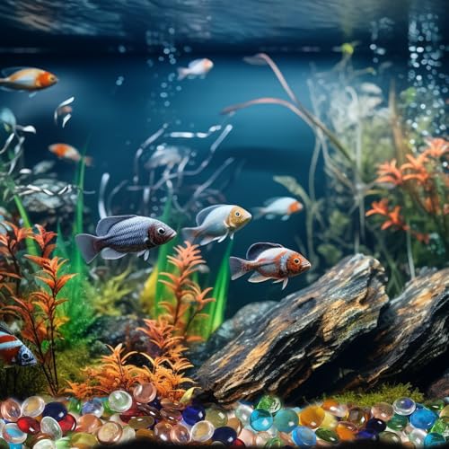 Image of HappyFiller 2 LB Decorative Glass Gems Colorful Flat Marbles Gemstones | Vases Fillers,Aquarium Fish Tank Pebbles,DIY Mosaic,Crafts,Floral Centerpieces,Mancala Replacement Beads,(10+ colors)