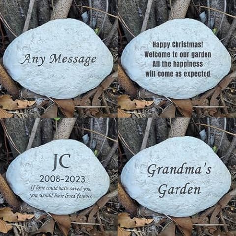 HJHHARTSPACE Personalized Memorial Garden Stones Engraved with Any Message, Outdoor Decorative Garden Welcome Stones Encourage Stones Yard Lawn Patio Porch Garden Welcome Landscape Stones Cover