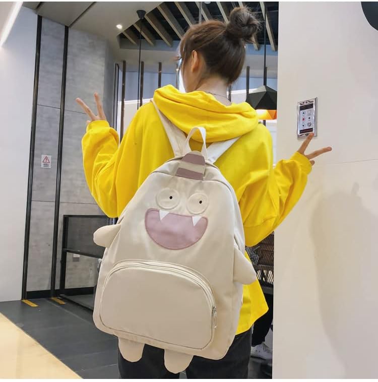 Kawaii Frog Large Novelty Backpack Girl Boy Teen Cute Fuuny Panda Animal High School Backpack Laptop Waterproof Bookbag (White) - Image 3