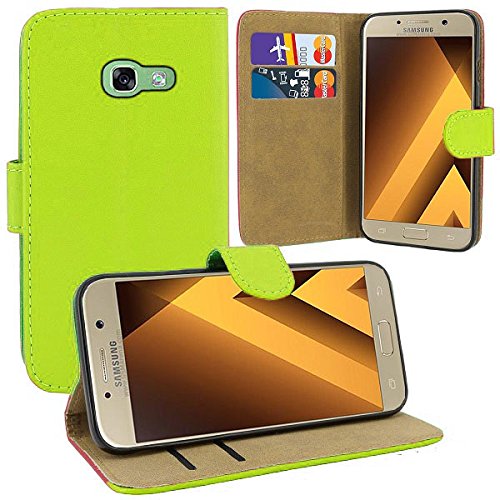 TheMax®   Funda de piel con tapa y función atril para Samsung Galaxy S4 Mini (S4 Mini, color verde)