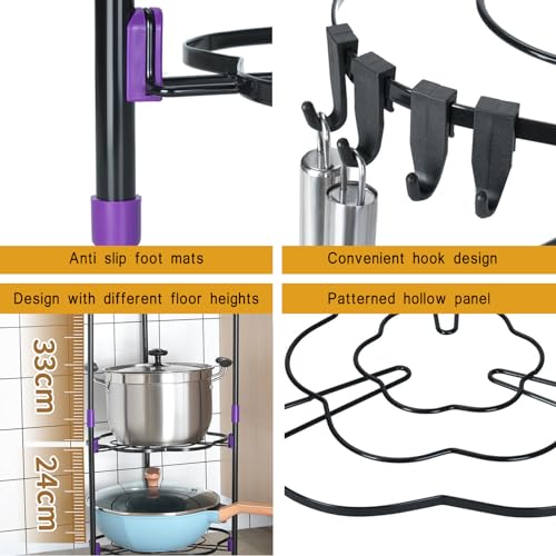 Organizador de sartenes que ahorra espacio, estante eficiente para ollas y sartenes para armario de cocina, solución de almacenamiento vertical para cacerolas, soporte de utensilios de cocina