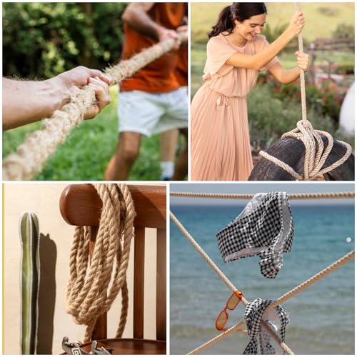 Meidansini Juteseil, Natürliches Hanfseil, DIY Verdrehtes Manilaseil für Handwerk, Gartenarbeit, Klettern, Hängematte, Nautisch, Tauziehen, Geländer, Innen- und Außendekoration (10mm x 10M)