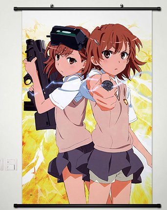 Toaru Kagaku no Railgun Wall Scroll Poster Fabric Painting for Anime Misaka Mikoto & Sisters 204 L