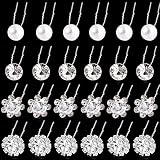 40 Pieces Bride Wedding Hair Pins, Flower Bridal Head Clip Crystal Rhinestone Hair Pins Pearl Hair P