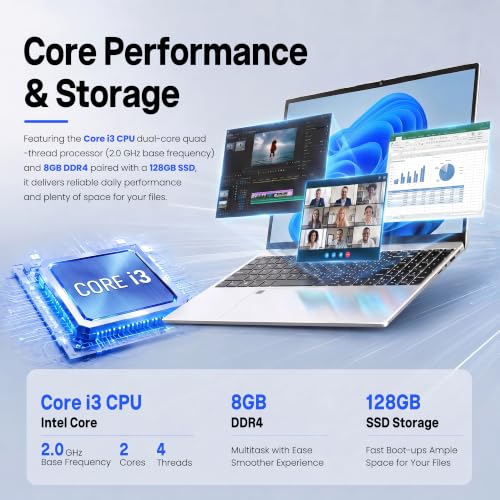 Image of Aurant 15.6 Inch Laptop Core i3, 8GB DDR4, 128GB SSD, Win 11 Home