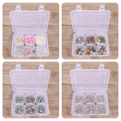 Image of Bead Organizers and Storage, 7 Pcs Clear Small Plastic Box Portable Bead Storage Containers with Lid Rectangular Jewelry Organizer Box for DIY Crafts, Necklace, Bracelet, Earring, Nails, Small Parts