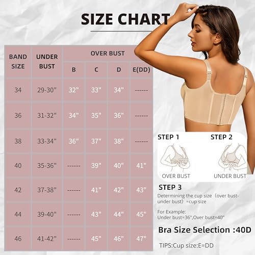 Image of Push Up Bras for Women Daisy Bra Bras for Back Fat Sexy Comfortable Back Smoothing Bra (34B-46DD)