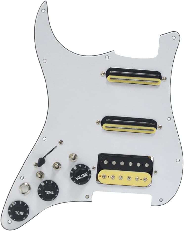 White 3 Ply Electric Guitar Humbucker Left Handed Pickguard Pickup with Singlecut Wiring Loaded Prewired Swith Control Scratchplate Assembly