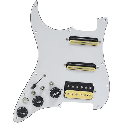 White 3 Ply Electric Guitar Humbucker Left Handed Pickguard Pickup with Singlecut Wiring Loaded Prewired Swith Control Scratchplate Assembly