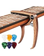 Guitar Capo with 6 Guitar Picks, Capo for Acoustic Guitar Ukulele, Capo Electric Guitar, Capo Guitar Metal Wood