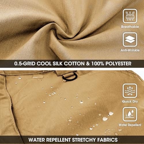 mens cargo pants ripstop water resistant breathable quick dry tactical hiking work outdoor fishing pants 9 pockets