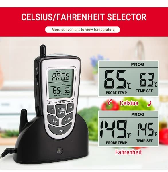review 300 FT Wireless Meat Thermometer - 1 Probes Digital Meat Thermometer - Digital Thermometer for Cooking - Wireless Meat Thermometer for Grilling and Smoking - Grill Thermometer for Outside Grill