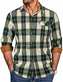 COOFANDY Men's Casual Button Down Regular Fit Long Sleeve Plaid Flannel Shirts Green