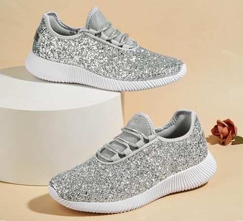 Image of K KIP WOK Fashion Glitter Sneakers for Womens Silp On Running Shoes Lightweigt Tennis Walking Sneakers