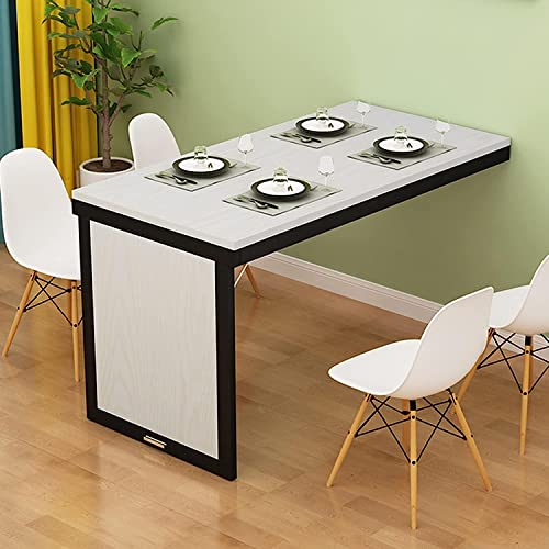 Mesa de comedor plegable Mesa de pared plegable para espacios pequeños, escritorio convertible, mesa de pared de MDF, mesa de ordenador para oficina, dormitorio, cocina (color: negro+negro, tamaño