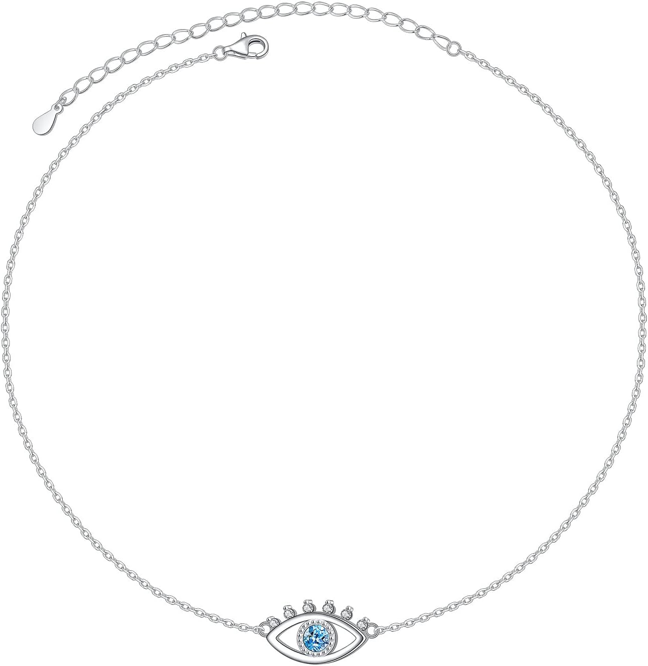 S925 Sterling Silver Evil Eye Hamsa Hand CZ Triple Layered Necklaces for Women