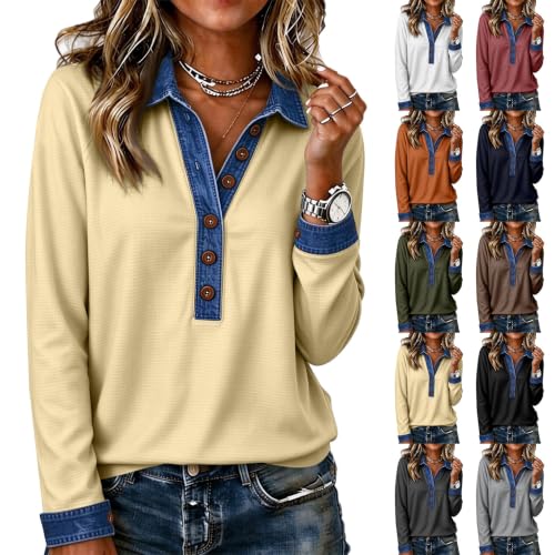 Womens Waffle Knit Tops Long Sleeve Henley Shirt Fall 2026 - image 1