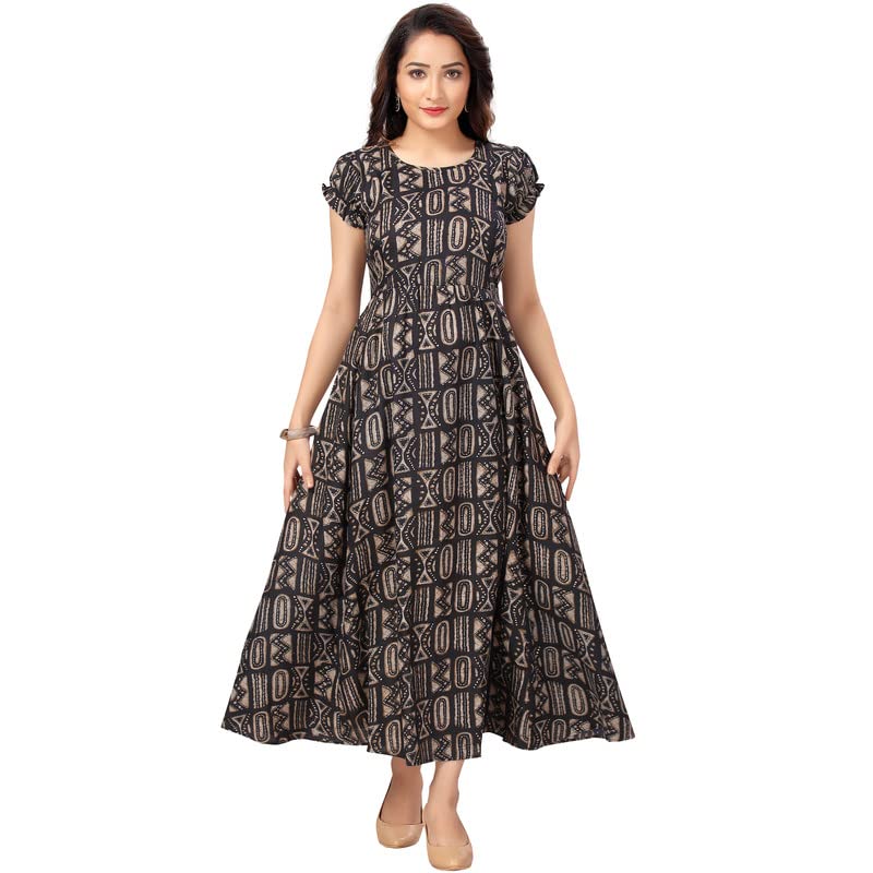 CEE 18Women's Cotton Rayon A-Line Maternity Feeding Kurti with Zippers (10005), Hearty Blue, S