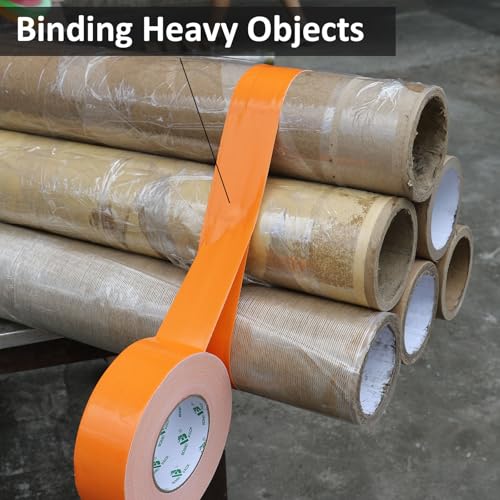 Image of BOMEI PACK Orange Duct Tape, Heavy Duty Strong Waterproof Industrial Color Duct Tape 9.0mil x 1.88inch x 60yds for Packing and Repairing