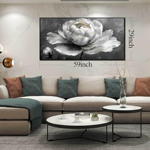 Image of AOZEMI Floral Wall Art White Pictures for Living Room