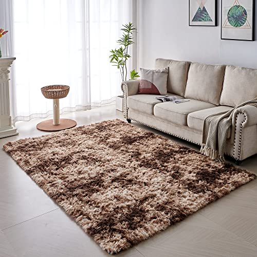 VOFUSHON Wohnzimmer Hochflor Teppich,Shaggy Flur Läufer Teppich Modern Flauschiger Weich Bunte...