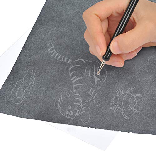 200 Sheets Carbon Paper, Black Transfer Tracing Paper Carbon Copy Paper Graphite Paper with 5 Pcs Embossing Stylus Dotting Tools for Woodworking Patterns, Paper, Canvas, Art Craft - Thumbnail 2