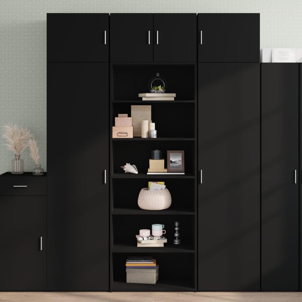 Générique Buffet alto legno di ingegneria 70x41x185 cm Nero