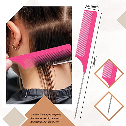 Patelai 3 Pcs Slick Back Hair Brush Set Hair Styling Comb, Bristle Hair Brush Teasing Comb Edge Control Brush, Teasing Hair Brush Rat Tail Comb Edge Brush Grooming Comb For Baby Kids Women (Rose Pink) #TOP2