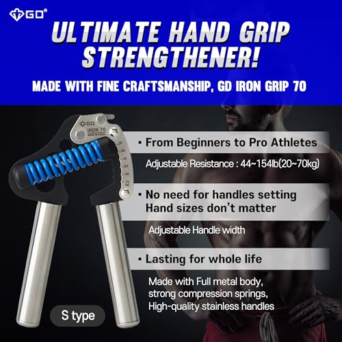 GD Iron Grip 70 - Fortalecedor de mano (agarre de mano ajustable) Entrenador de fuerza de muñeca y antebrazo - Imagen 3