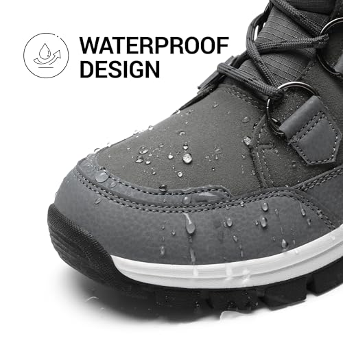 DREAM PAIRS Women's Waterproof Winter Snow Boots, Warm Comfortable Faux Fur Insulated Non-Slip Outdoor Lace-Up Florin Mid Calf Booties,Size 8.5,Dark/Grey,SDSB2206W