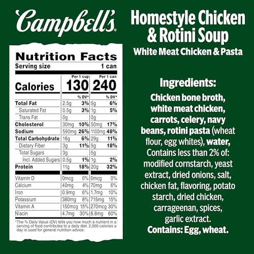 Image of Campbell's Protein Homestyle Chicken and Rotini Soup, 16.1 Oz Can