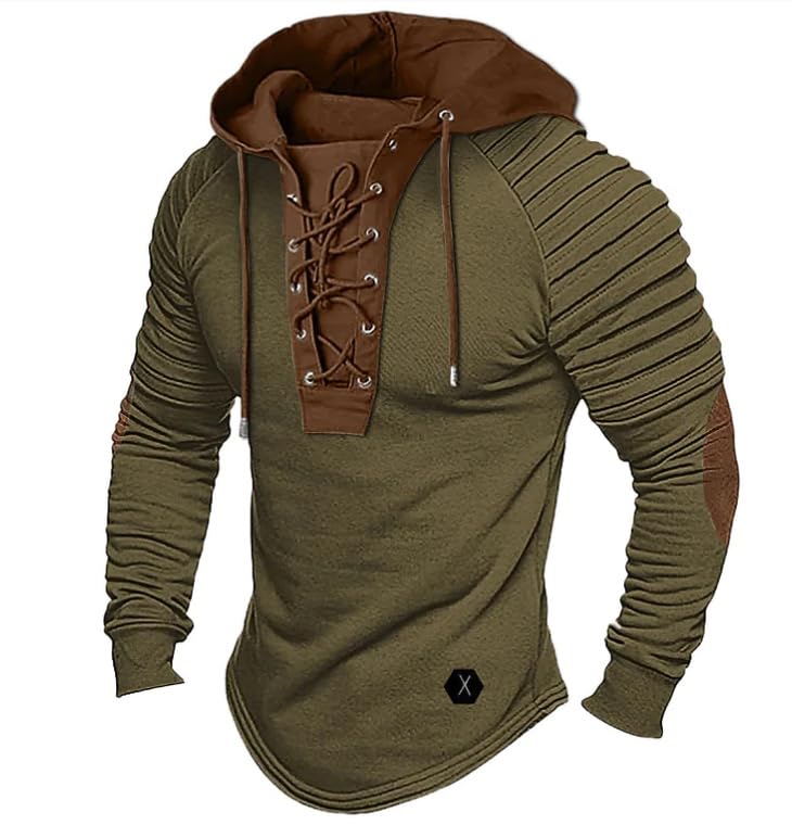 Mens Hoodies Pullover Vintage Pullover Shirts Oversized Hoodies Lace Up Tops Hooded Sweatshirt Fall Winter Outfits2