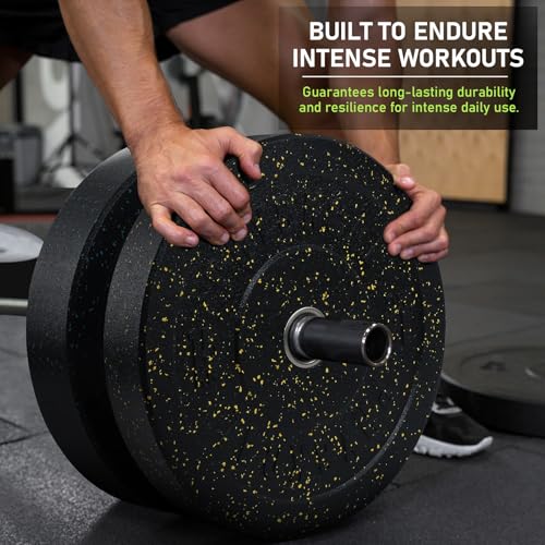 PhysKcal Hi-Temp Crumb Rubber Olympic Bumper Plates, 2’’ Stainless Steel Insert, IWF Coloured Weight Plates, Weight Discs for Weightlifting and Powerlifting - Image 5