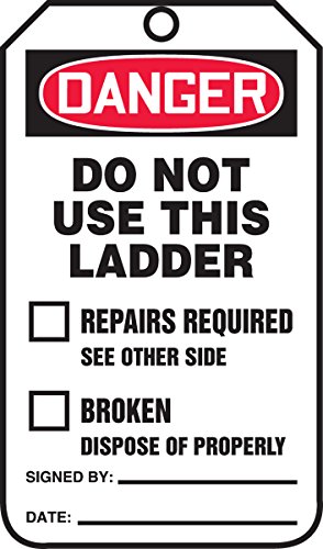 Tag de sécurité Danger pour échelle Accuform Trs342ctp en carton rigide Pf-cardstock lot de 25