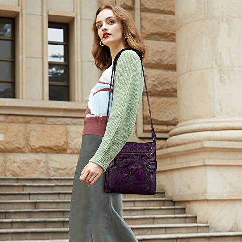 Angel Kiss Crossbody Purses For Women, Zipper Pocket And Adjustable Strap, Retro Vegan Leather Women's Shoulder Handbags Travel Bags (Purple) #TOP1