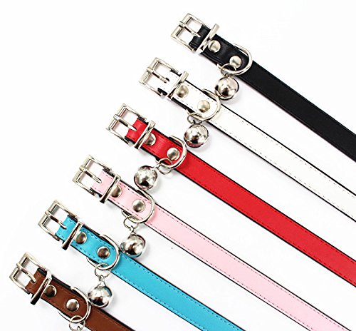 Jingwy Metal Buckle Pet Collar And Leash Set With Bell Suit For Cats Or Puppy Dogs White/Black/Red/Pink/Blue/Brown (S (Collar + Leash), White) #TOP2