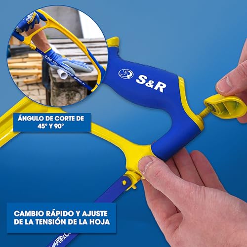 Miniatura 7 de S R Juego De Sierra Para Metales 300 Mm, 5 Piezas, Con 4 Hojas De Sierra De Alto Rendimiento, Fabricado En Alemania, Sierra De Mano, Sierra De Metal, Molibdeno Bimetal 18 24 Tpi