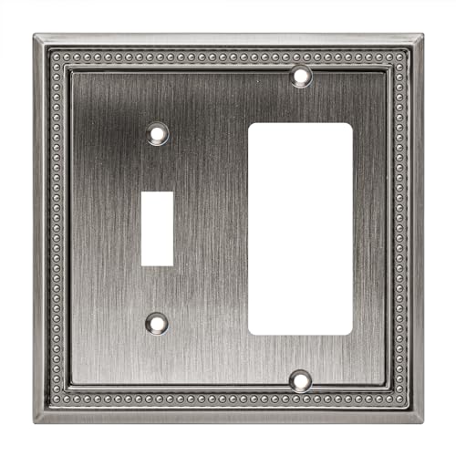 Image of Henne Bery Sunken Pearls Heavy Duty Decorative Wall Plate Switch Plate Outlet Cover (Toggle /Decorator, Heirloom Silver)
