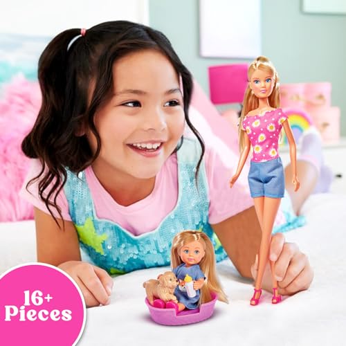 Image of Steffi & Evi Happy Animal Set| Pretend Play Doll Set with Adorable Pets| Encourage Interactive & Imaginative Play| with 16+ Animal Accessories & Shelter (Dogs)
